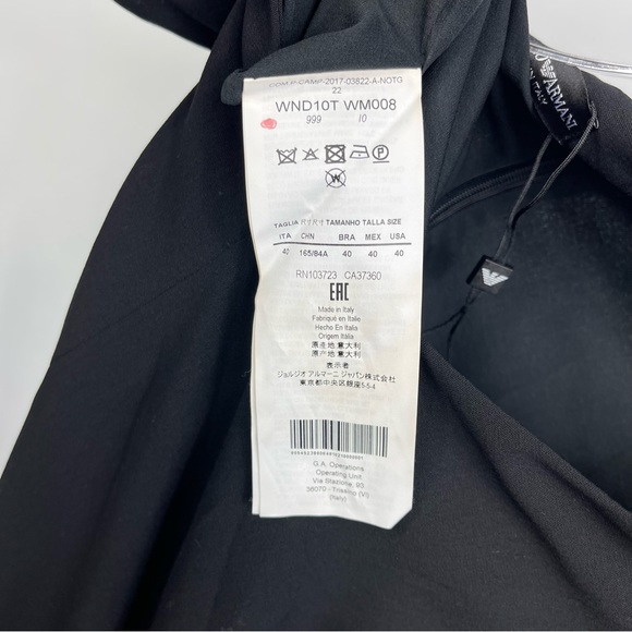 EMPORIO ARMANI Italy Wool Black V-Neck Romper Jumpsuit Dress Padded Shoulders 40 - Picture 12 of 15